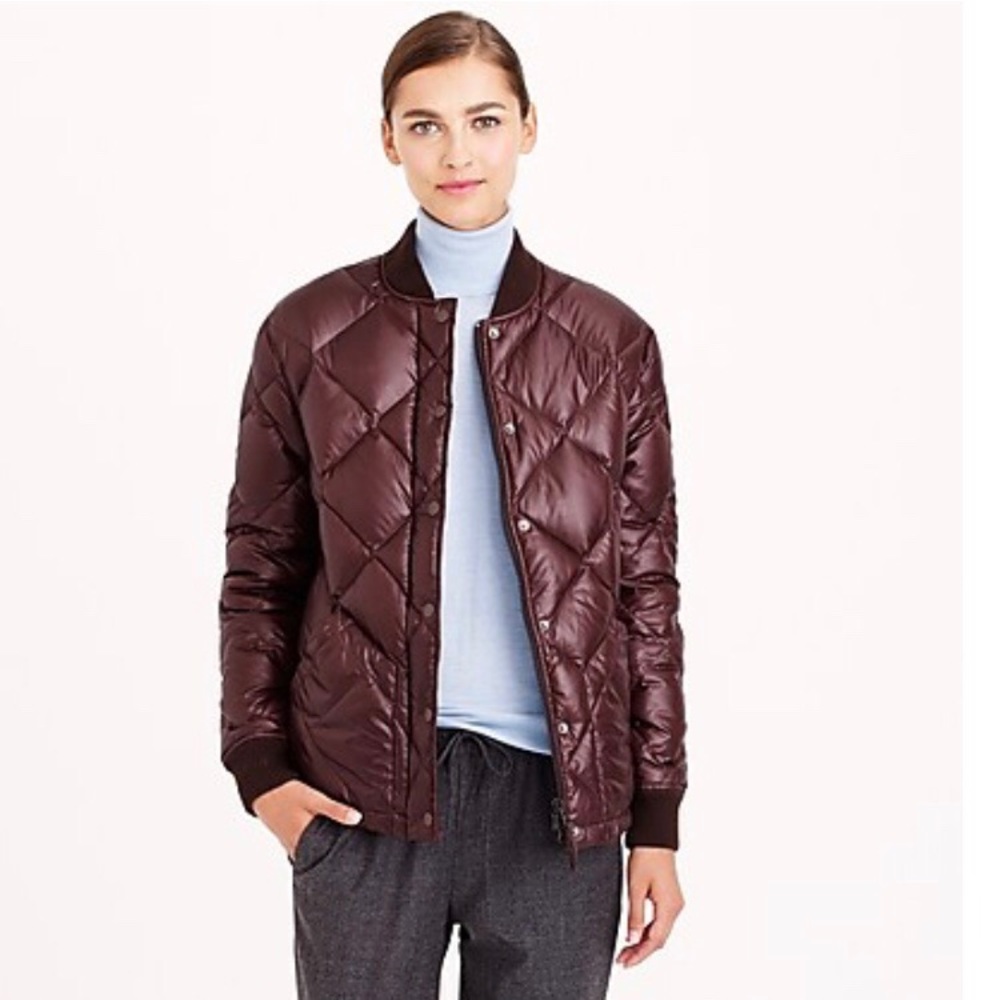 J. Crew Burgundy Puffer Jacket
